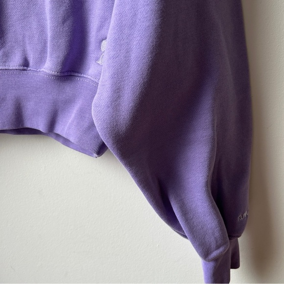 Kuwalla Tee  cropped cinched‎ waist lavender crew neck sweatshirt - Picture 4 of 9